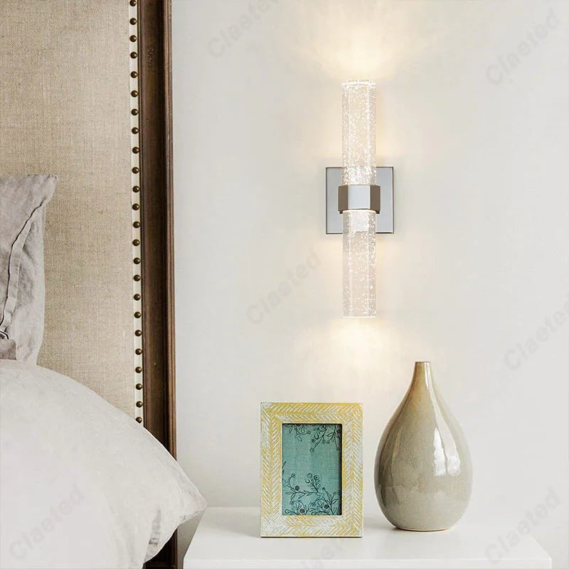 New LED Wrought Iron Crystal Wall Lamp Perfecsy, modern minimalist crystal tube on wall on Tampa Home & Garden Store