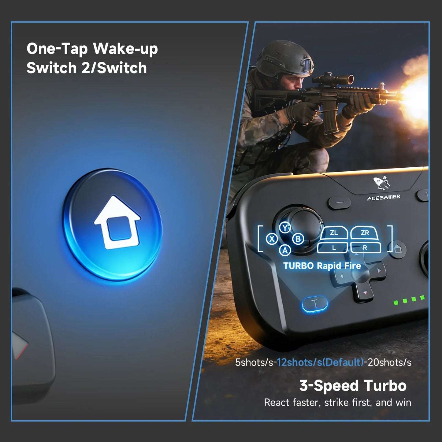 AceGamer Pocket Game Controller by FLIPSTYLEZLLC, 1000Hz Bluetooth gamepad with turbo fire on Tampa Home & Garden Store