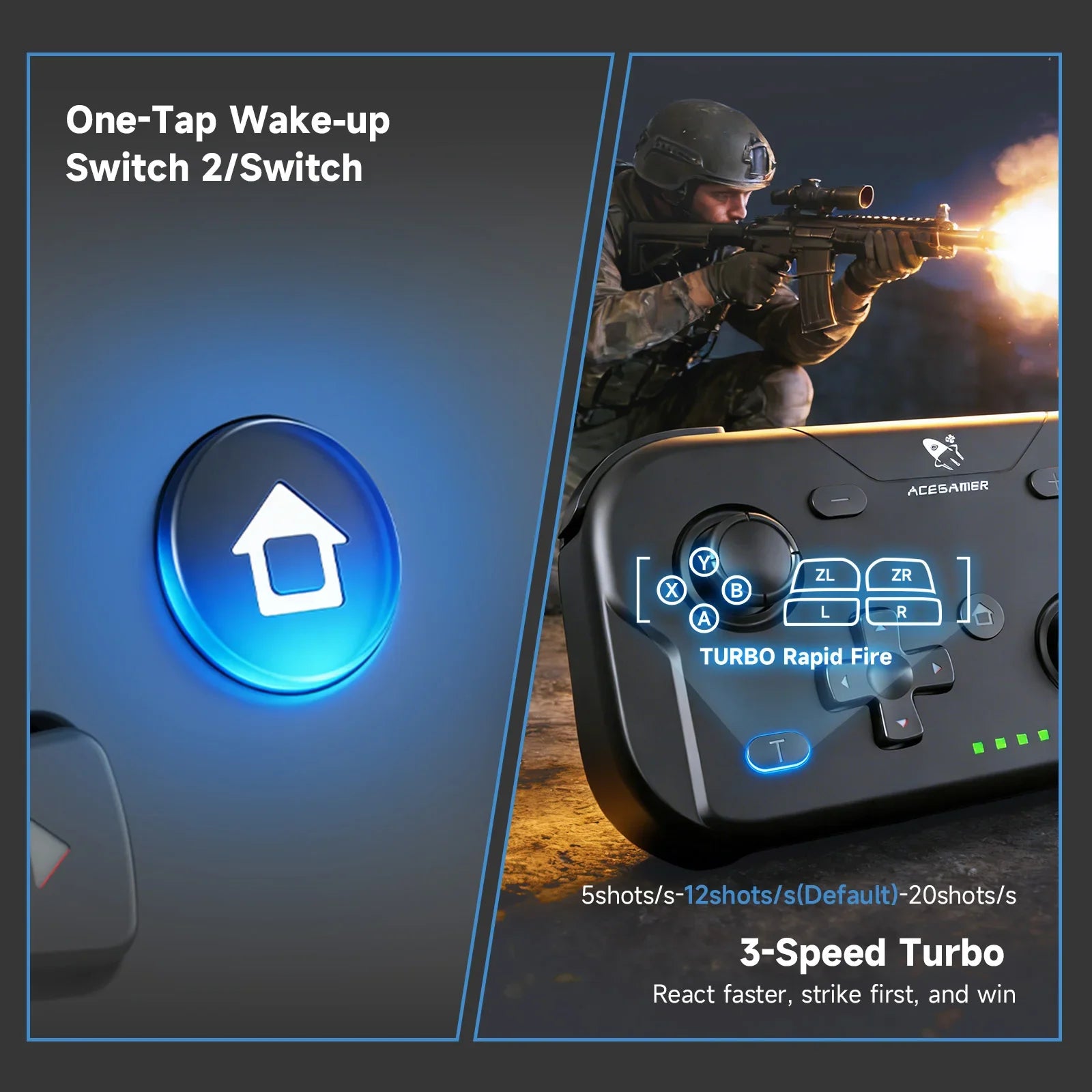 AceGamer Pocket Game Controller by FLIPSTYLEZLLC, 1000Hz Bluetooth gamepad with turbo fire on Tampa Home & Garden Store