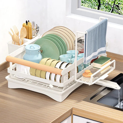 DecorBites kitchen sink organizer dish drying rack, white with plate rack and utensil cup on Tampa Home & Garden Store