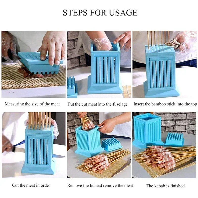 BBQ Meat Skewer Maker blue 49-hole kebab tool for lamb/tofu by Perfecsy on Tampa Home & Garden Store