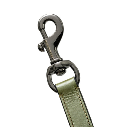 Sea Glass Leather Dog Leash by Halter Ego, olive-green leather strap with metal swivel snap on Tampa Home & Garden Store