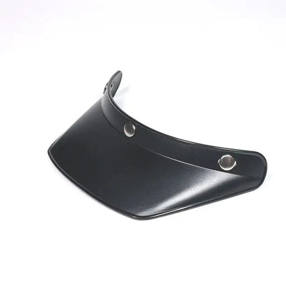 Visor for 3/4 helmet by BikerZoneZ, black curved plastic with metal snap rivets on Tampa Home & Garden Store