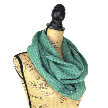 Seafoam Green Small Check with Dusty Blue and White Plaid Flannel Infinity or Blanket Scarf - Tampa Home & Garden Store