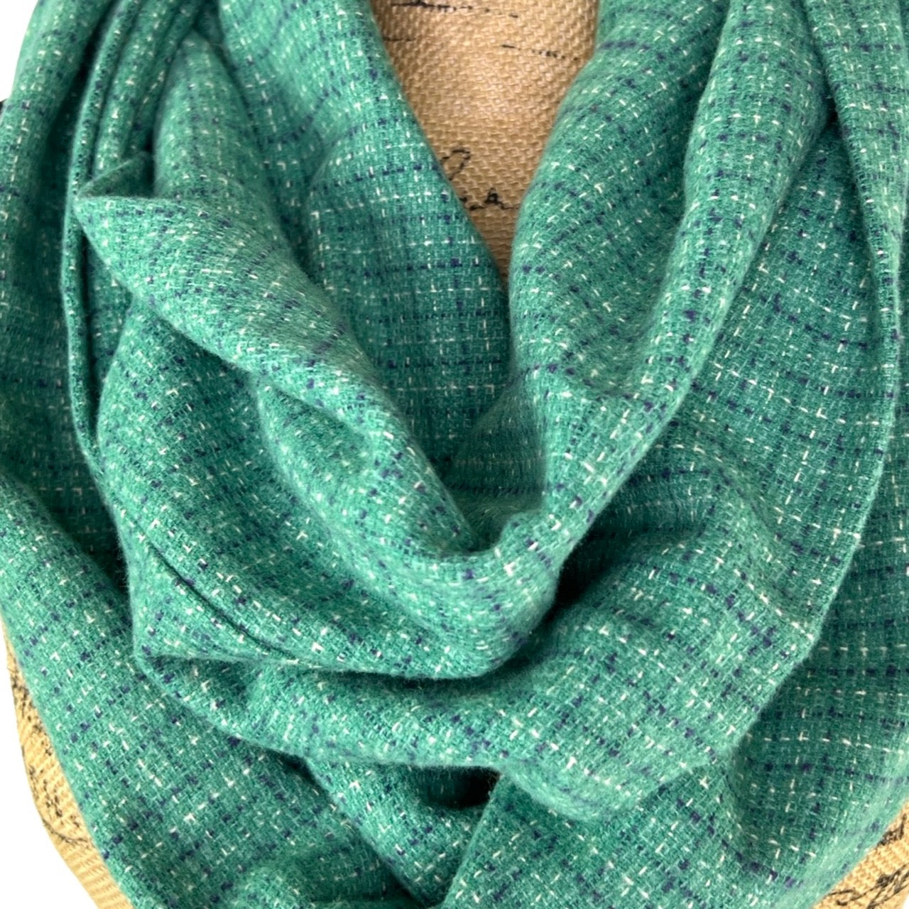 Seafoam Green Small Check with Dusty Blue and White Plaid Flannel Infinity or Blanket Scarf - Tampa Home & Garden Store