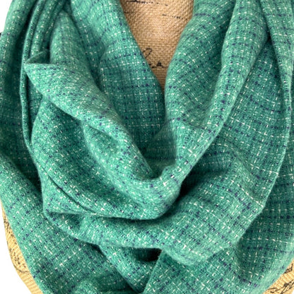 Seafoam Green Small Check with Dusty Blue and White Plaid Flannel Infinity or Blanket Scarf - Tampa Home & Garden Store