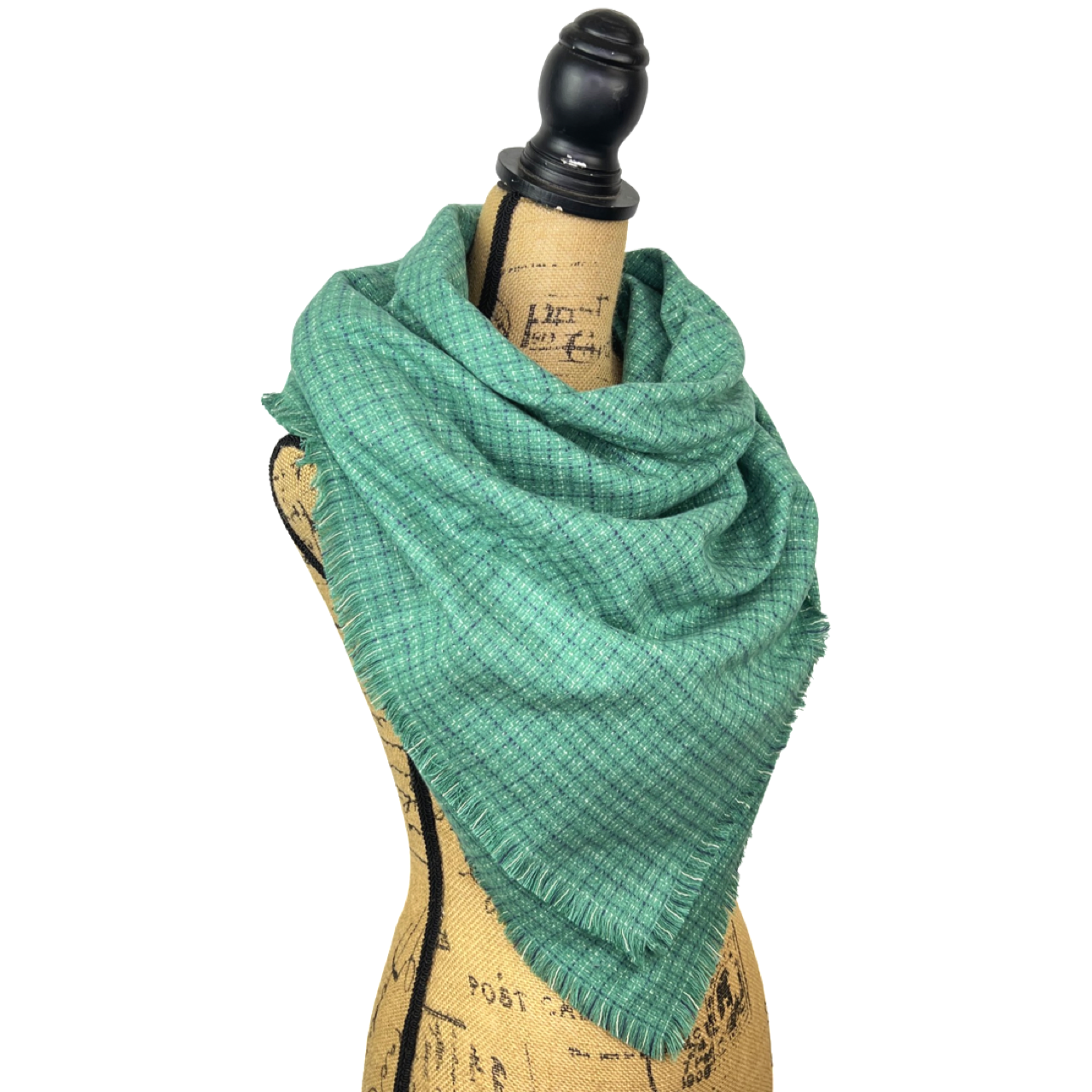 Seafoam Green Small Check with Dusty Blue and White Plaid Flannel Infinity or Blanket Scarf - Tampa Home & Garden Store