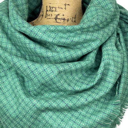 Seafoam Green Small Check with Dusty Blue and White Plaid Flannel Infinity or Blanket Scarf - Tampa Home & Garden Store