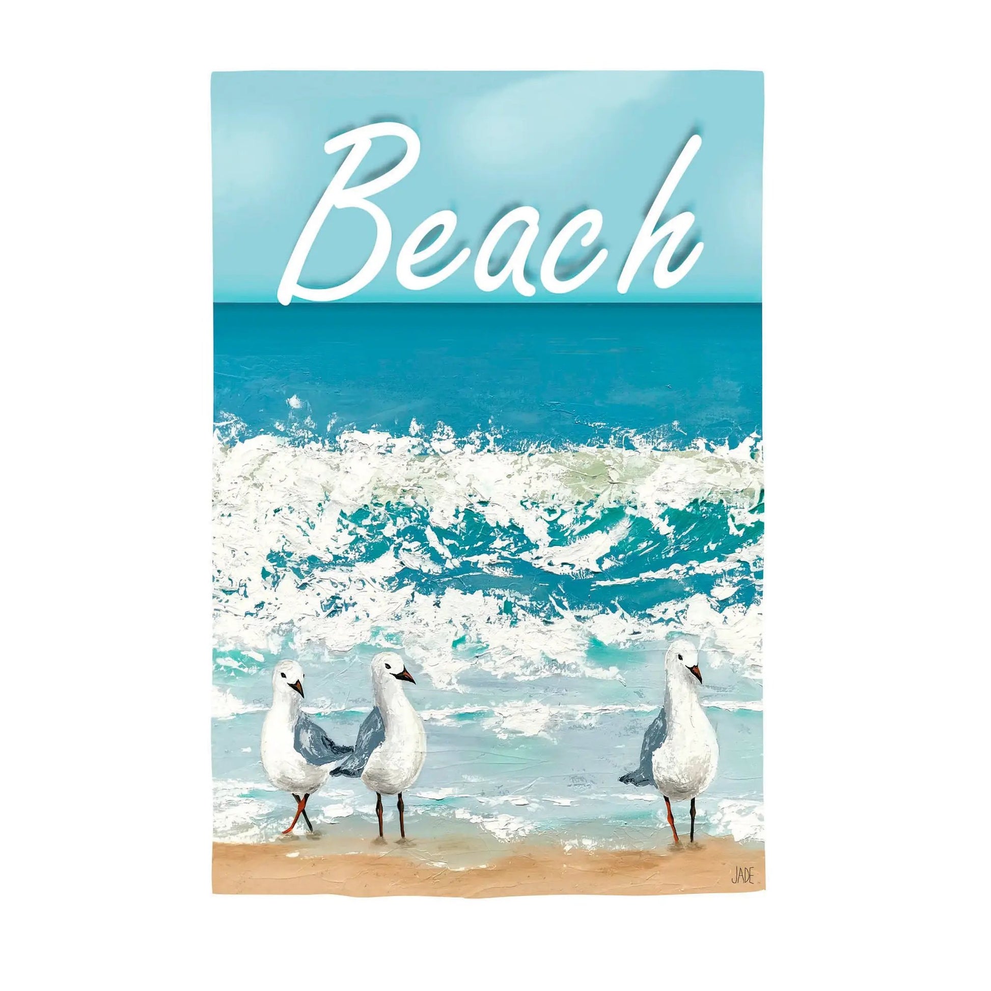 Seagulls On The Beach Suede House Flag - Tampa Home & Garden Store