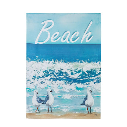 Seagulls On The Beach Suede House Flag - Tampa Home & Garden Store