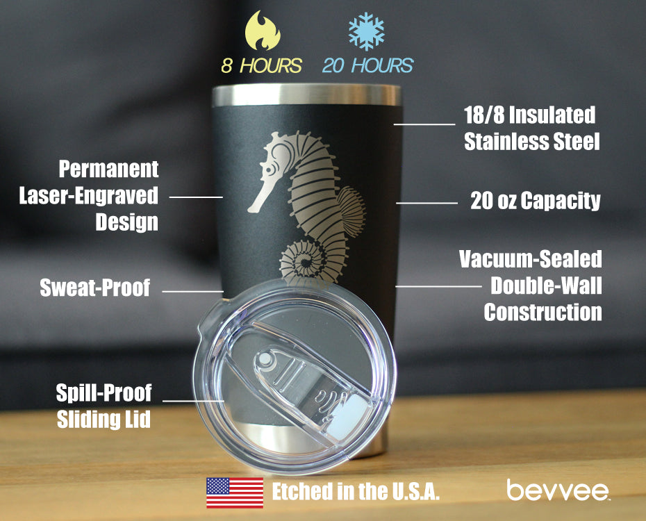 Seahorse - Cute Nautical Theme Gifts for Beach House - 20 oz Coffee Tumbler - Tampa soil911.com