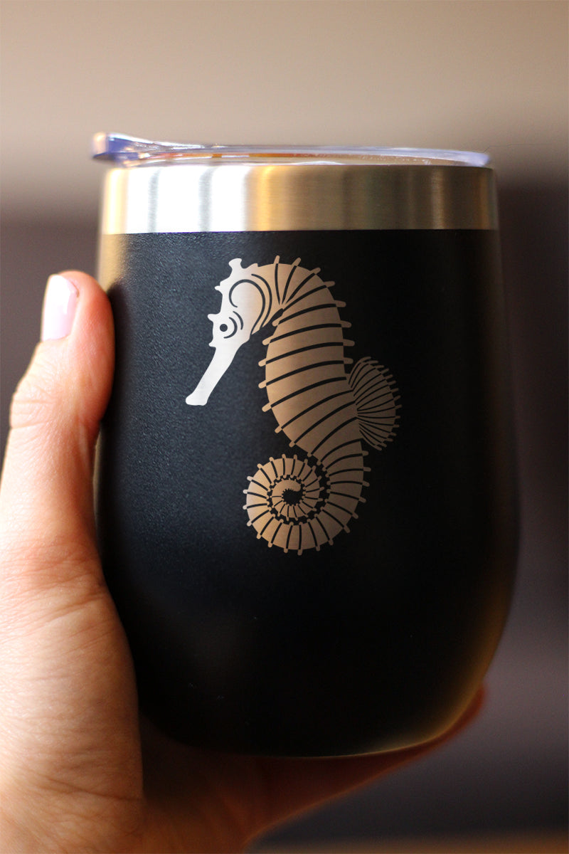 Seahorse - Cute Nautical Theme Gifts for Beach House - Wine Tumbler - Tampa Home & Garden Store