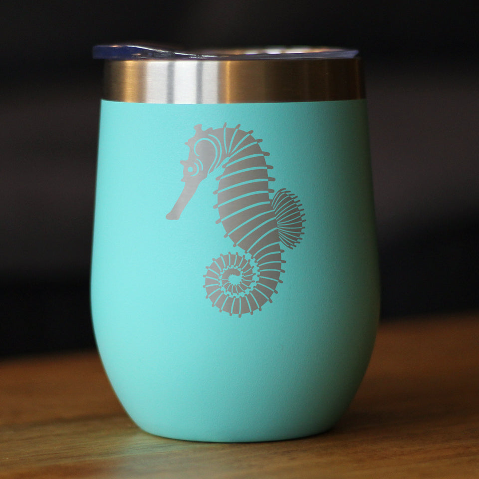 Seahorse - Cute Nautical Theme Gifts for Beach House - Wine Tumbler - Tampa Home & Garden Store