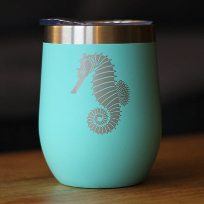 Seahorse - Cute Nautical Theme Gifts for Beach House - Wine Tumbler - Tampa Home & Garden Store