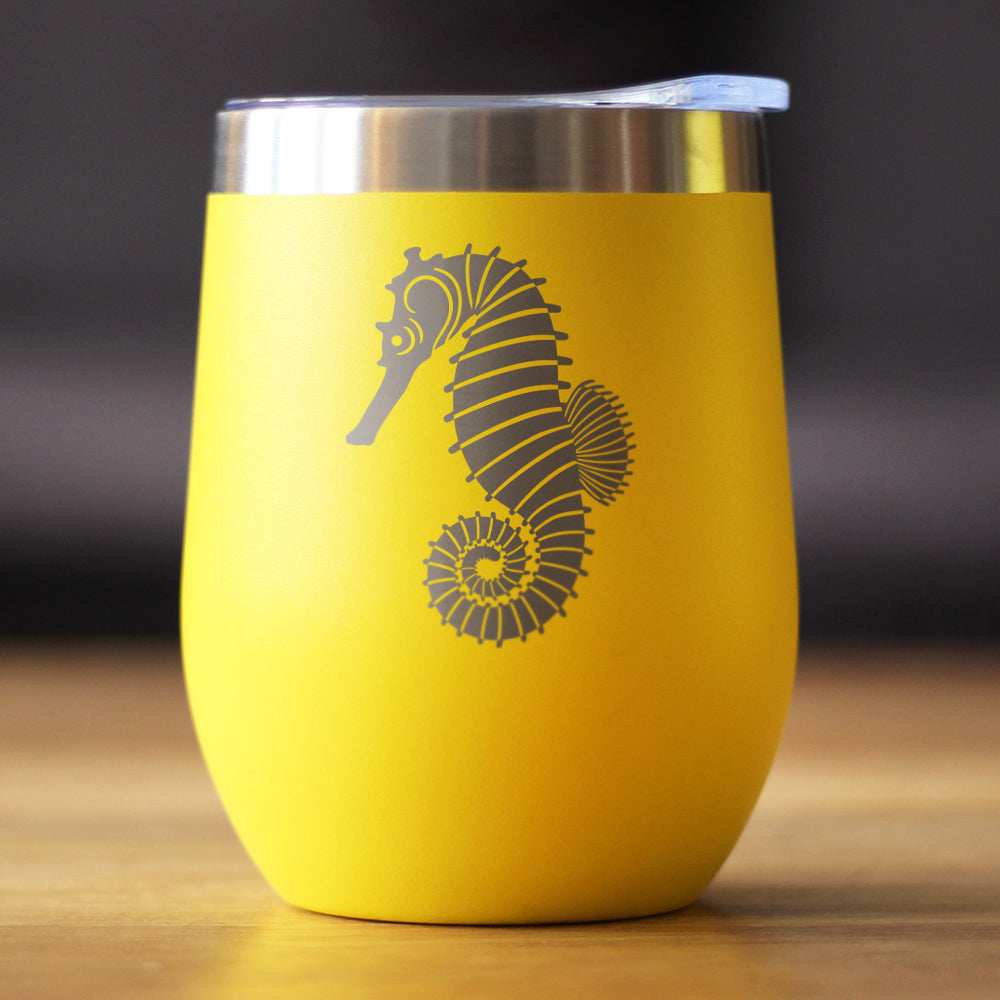 Seahorse - Cute Nautical Theme Gifts for Beach House - Wine Tumbler - Tampa Home & Garden Store