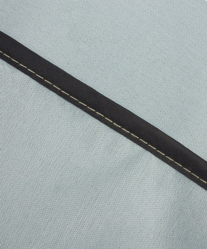 Premium heavy-duty rectangular ottoman cover; gray fabric with dark strap on Tampa Home & Garden Store