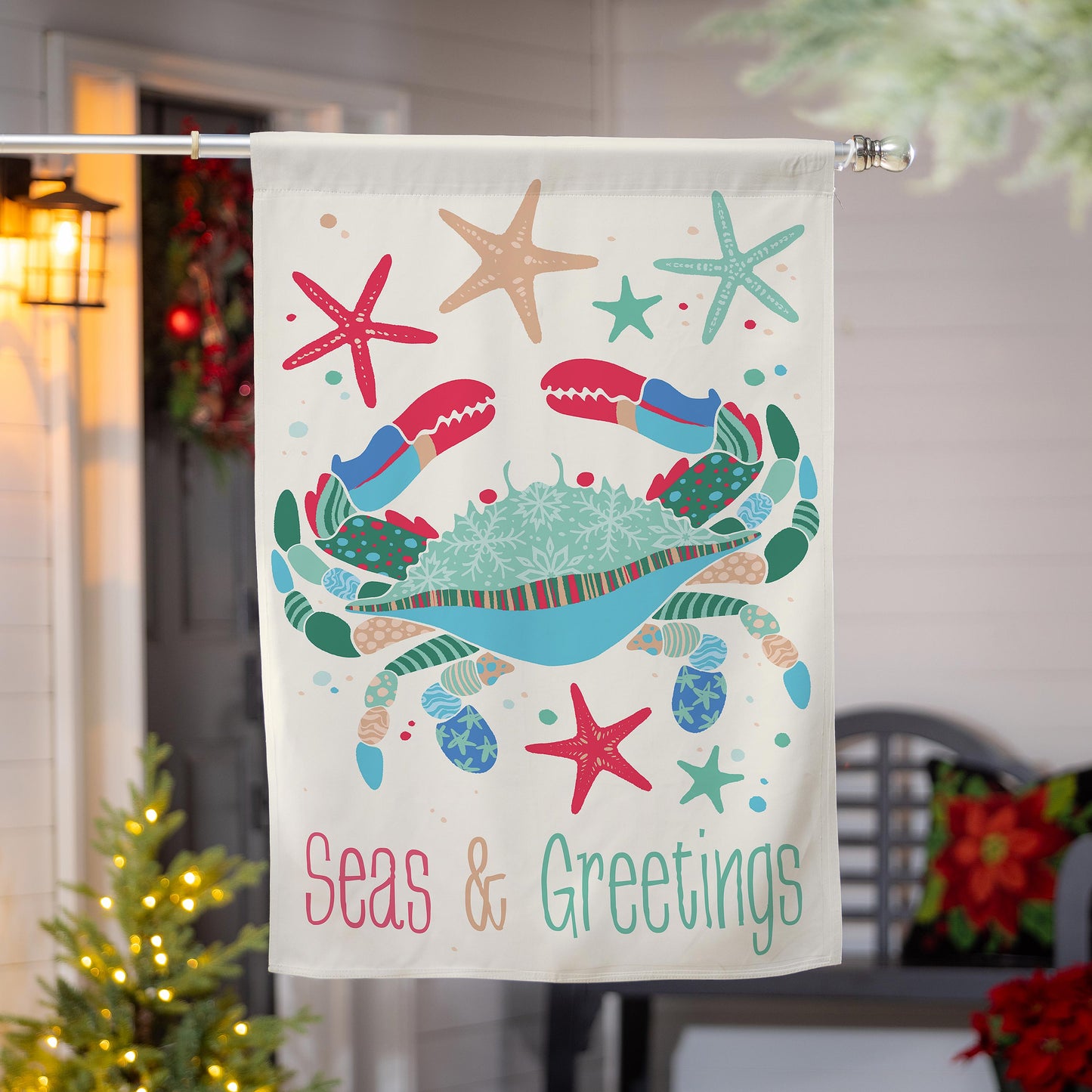 Seas & Greetings Suede House Flag - Tampa Home & Garden Store
