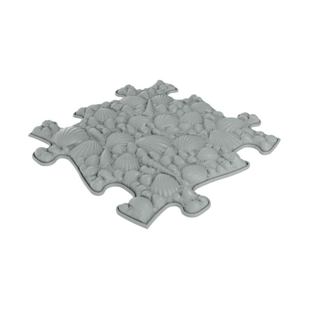 Natural Sensory Playmat Set interlocking shell-pattern play mat tile in light gray on Tampa Home & Garden Store