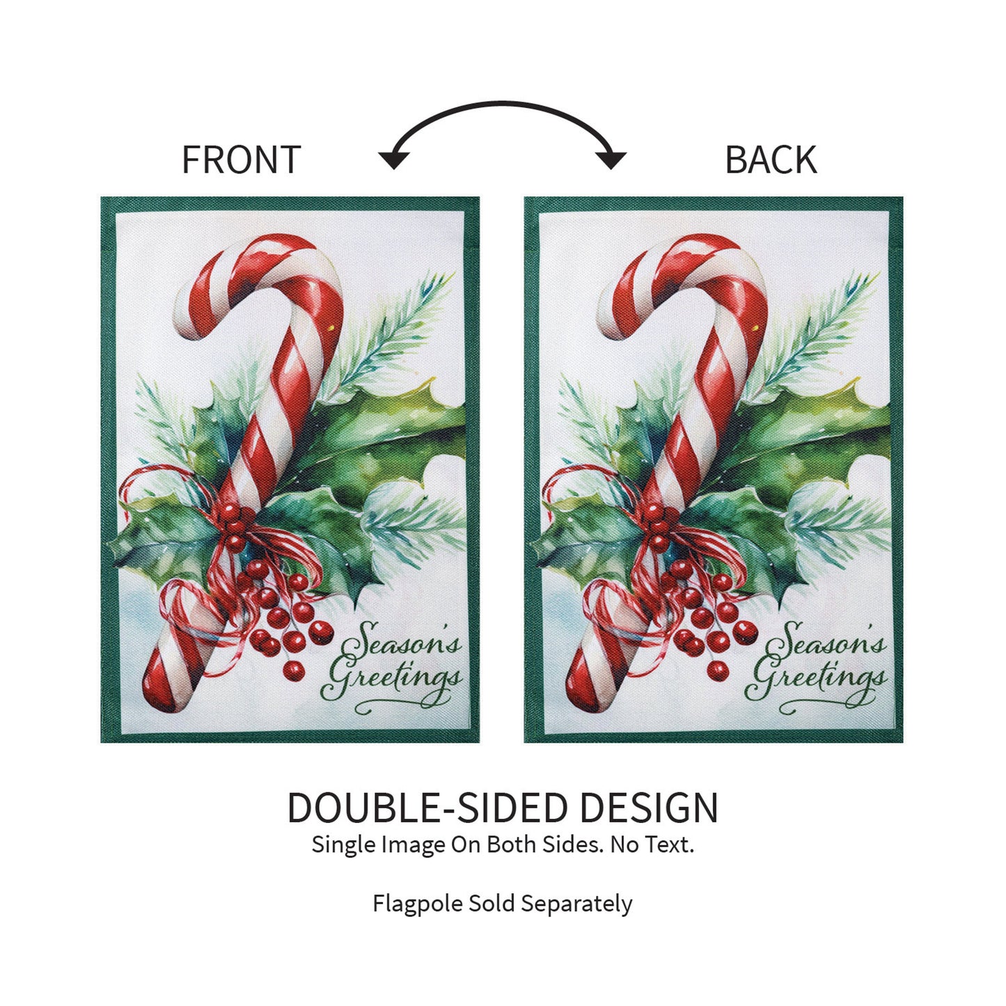 Season's Greetings Candy Cane Burlap Garden Flag - Tampa Home & Garden Store