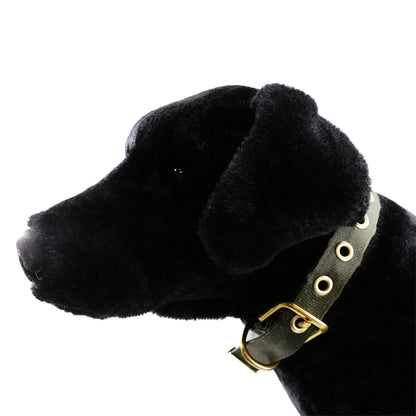 Dog Collar American Dog seatbelt with plush black fur exterior and olive strap hardware on Tampa Home & Garden Store