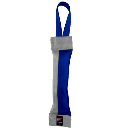 Seatbelt 2-Tone Tube Tug dog toy blue and gray with loop handle American Dog brand on Tampa Home & Garden Store