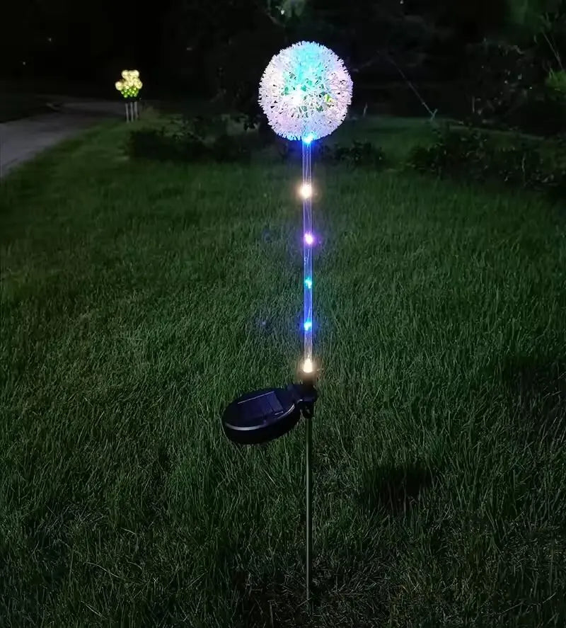 Perfecsy solar LED dandelion lights on a stake with multicolor globe two visible outdoor garden on Tampa Home & Garden Store