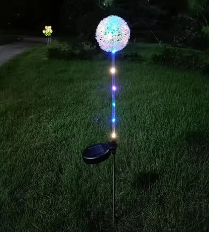 Perfecsy solar LED dandelion lights on a stake with multicolor globe two visible outdoor garden on Tampa Home & Garden Store
