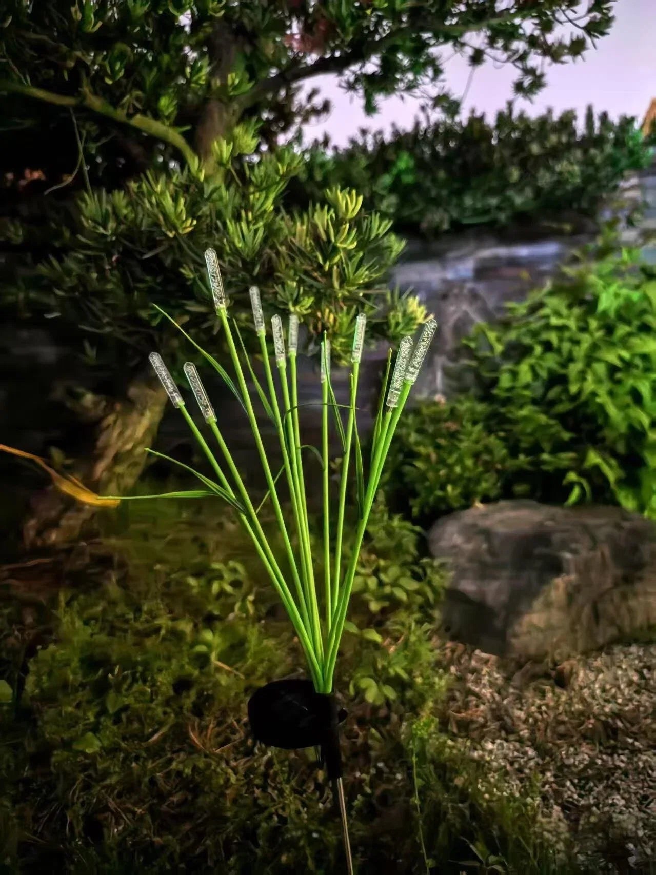 Solar firefly swaying garden light with LED reed tips, outdoor stake for pond patio on Tampa Home & Garden Store