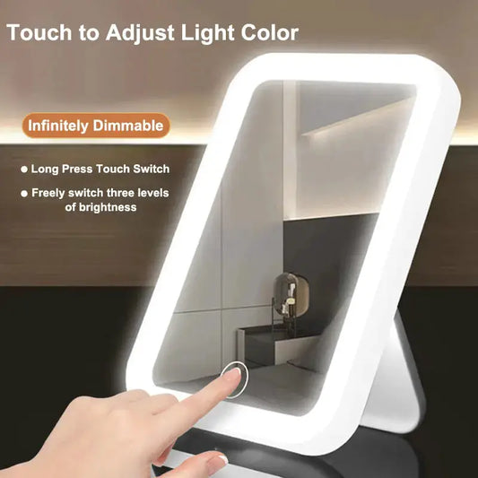 Led vanity mirror with touch screen, USB rechargeable, white frame Moktan Sabai on Tampa Home & Garden Store