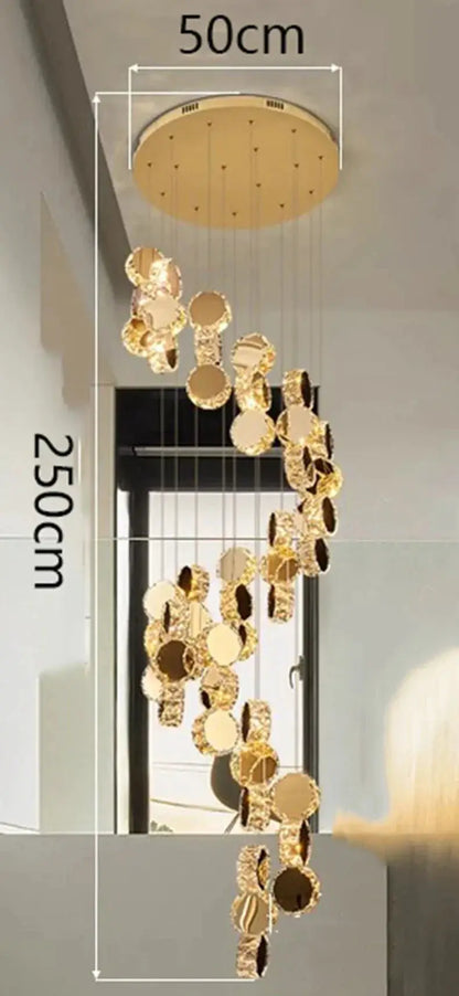 DecorBites LED Pendant Chandeliers gold cascading mirror discs for living and dining on Tampa Home & Garden Store