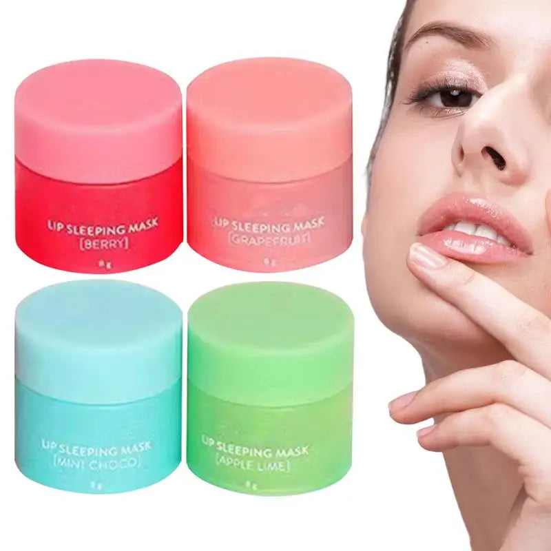 Silcy Skin 4pc Lip Sleeping Mask set in Berry, Grapefruit, Van Choco, Apple Lime jars on Tampa Home & Garden Store