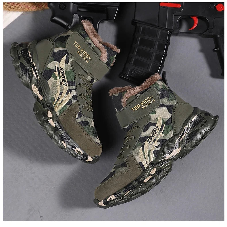 Kids Winter Snow Boots camouflage plush lining, warm anti-slip sole, UpTrend Deals pair on Tampa Home & Garden Store