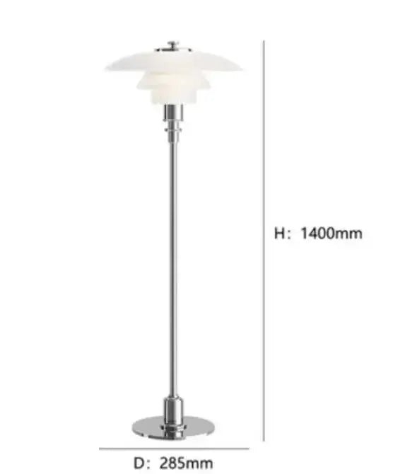 DecorBites LED floor lamp with chrome stem and white layered shade, H1400mm D285mm on Tampa Home & Garden Store