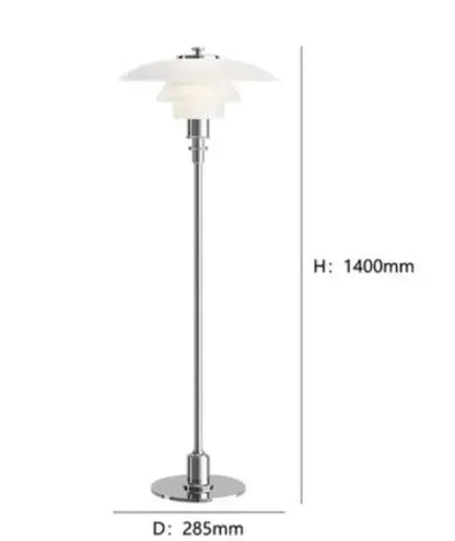 DecorBites LED floor lamp with chrome stem and white layered shade, H1400mm D285mm on Tampa Home & Garden Store