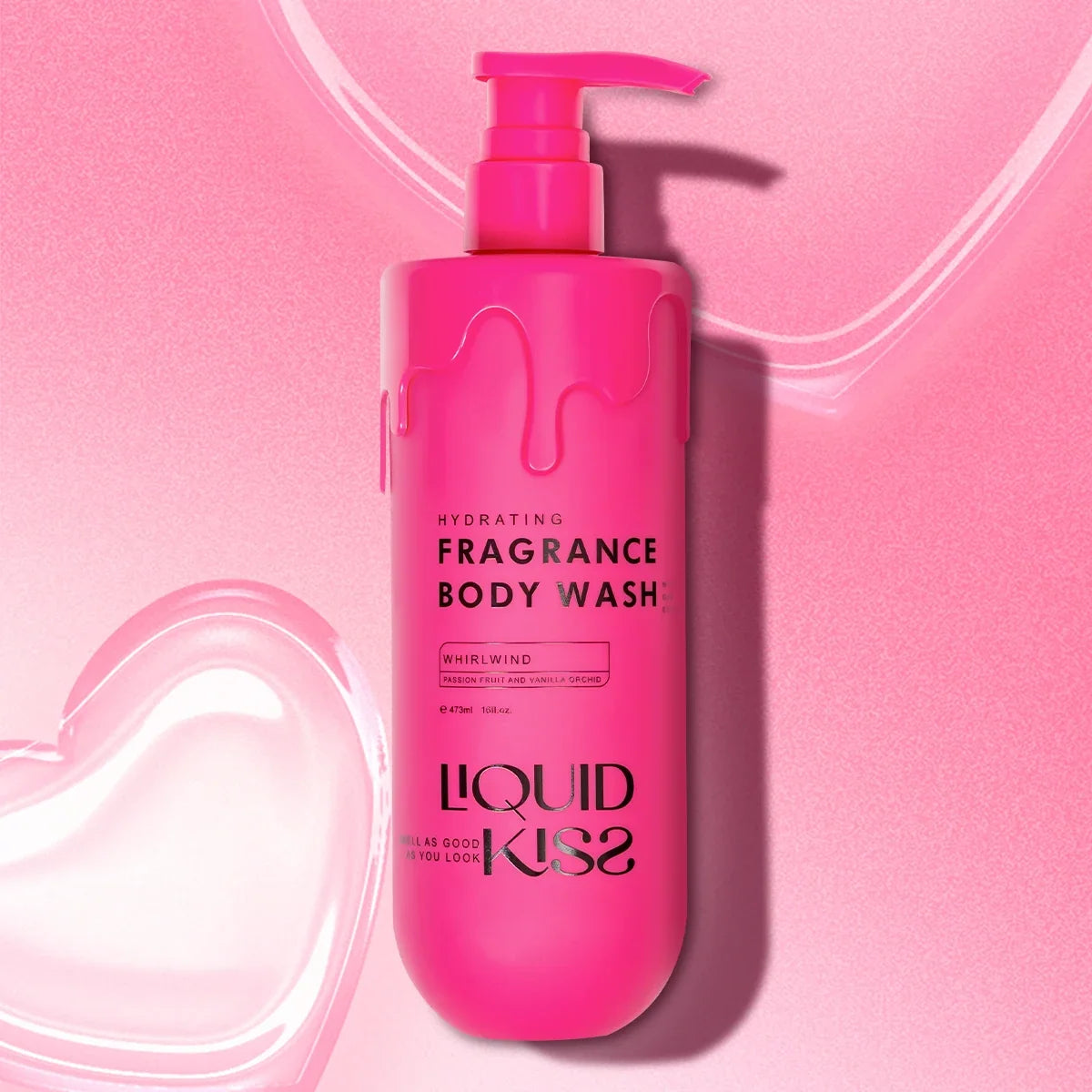 LIQUID KISS Body Wash bottle with pink pump, Silcy Skin Whirlwind fragrance 473 ml on Tampa Home & Garden Store