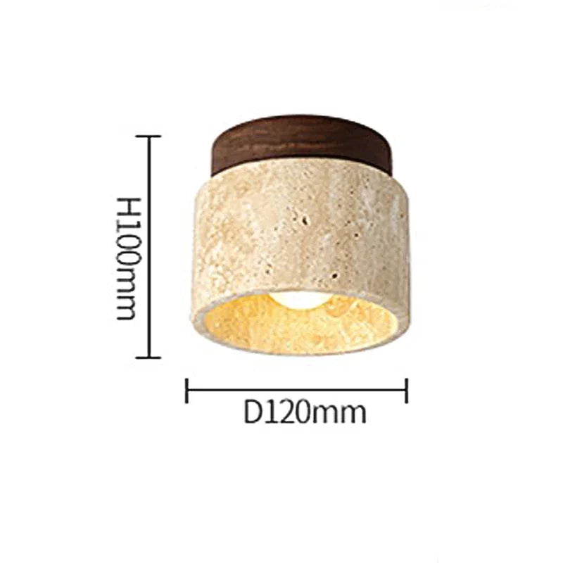 Perfecsy yellow marble ceiling light, Wabi Sabi cream cylindrical lamp for lobby on Tampa Home & Garden Store