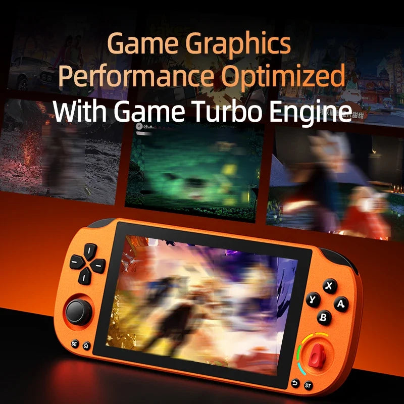 Orange FLIPSTYLEZLLC handheld game console with 5.0 inch FHD IPS display and hall joystick on Tampa Home & Garden Store