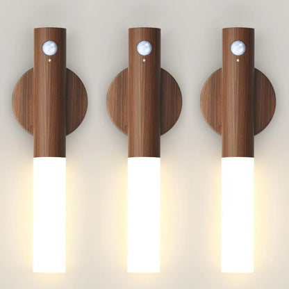 WoodAura | Rechargeable Motion Sensor Wall Sconce with Magnetic Decor