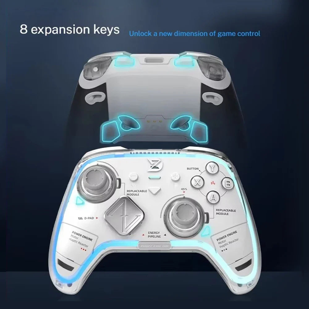 ZD Ultimate Legend game controller white with cyan RGB lighting and replaceable modules on Tampa Home & Garden Store