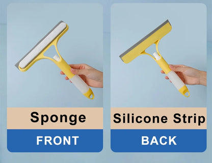 UpTrend Deals 3-in-1 window squeegee yellow frame, white handle; sponge front, silicone back on Tampa Home & Garden Store