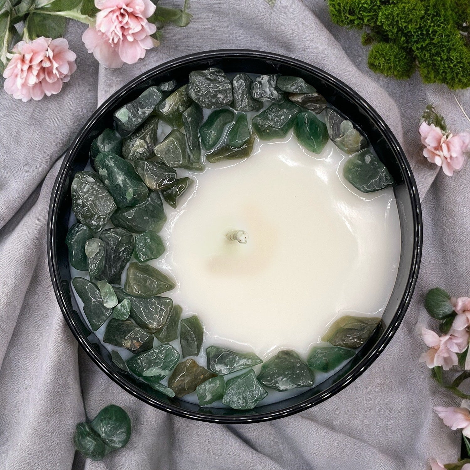 Secret Garden Crystal Candle with Green Aventurine | Coconut-Soy Wax Candle, 9oz - Tampa Home & Garden Store
