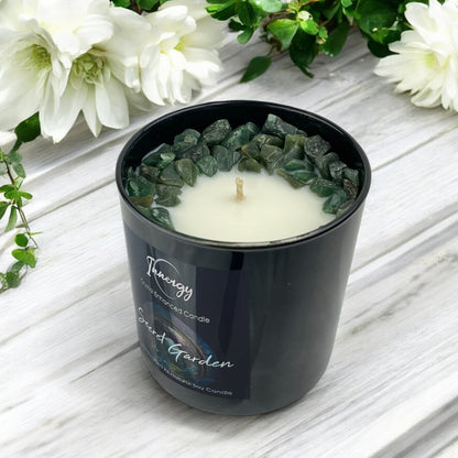 Secret Garden Crystal Candle with Green Aventurine | Coconut-Soy Wax Candle, 9oz - Tampa Home & Garden Store