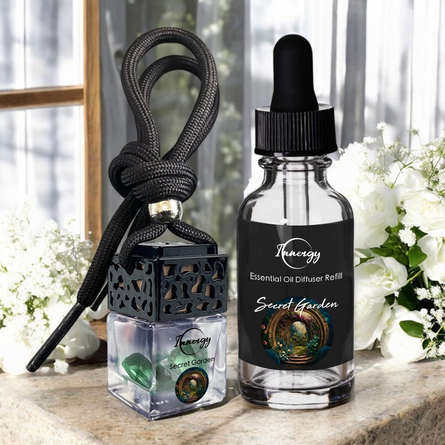 Secret Garden Crystal-Enhanced Oil Diffuser, Car Air Freshener, 8ml - Tampa Home & Garden Store