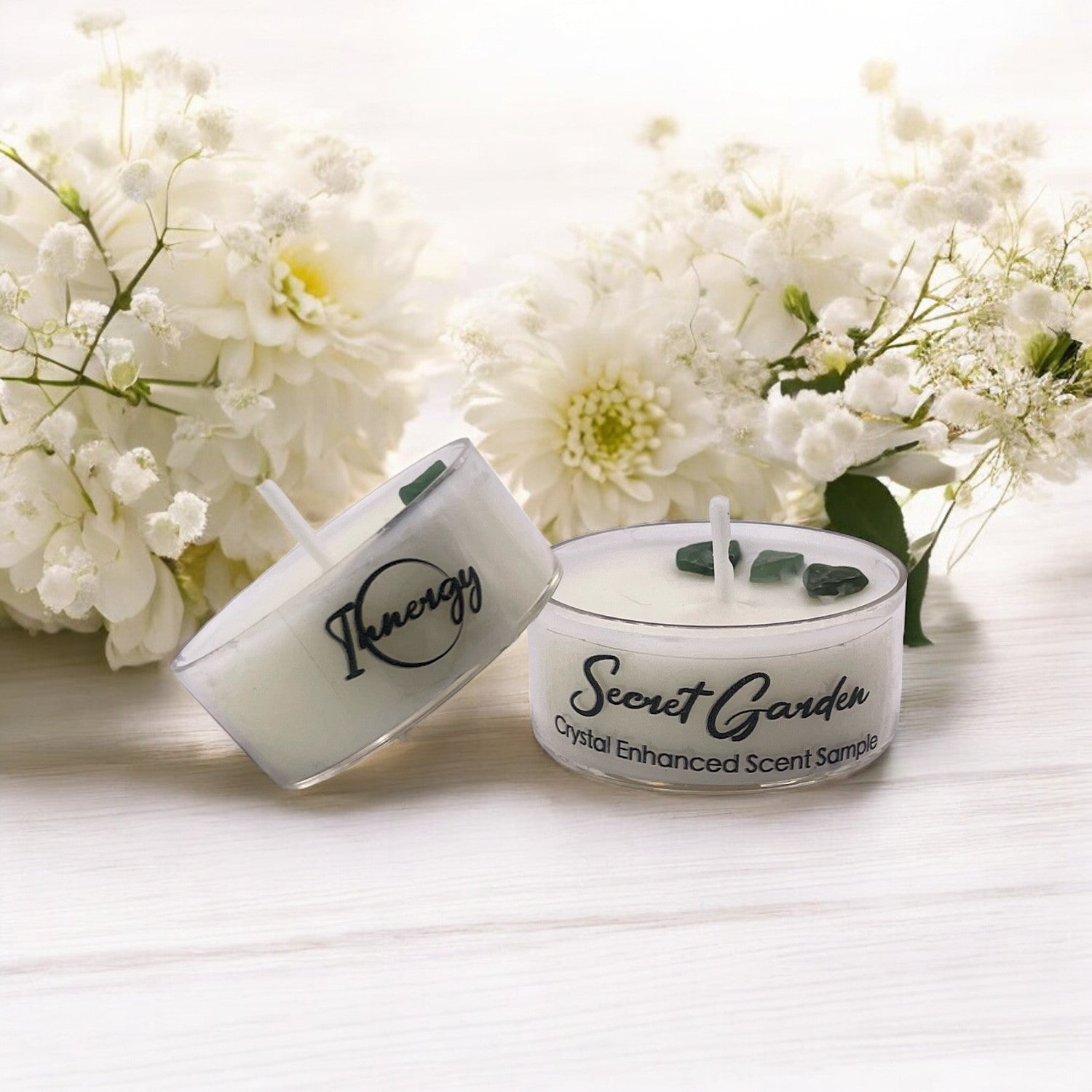Secret Garden, Premium Coconut-Soy Wax Tea Light Crystal Candle, 1oz - Tampa Home & Garden Store