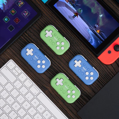 8BitDo Micro Bluetooth Wireless Gamepad set of four in blue and green with white buttons on Tampa Home & Garden Store