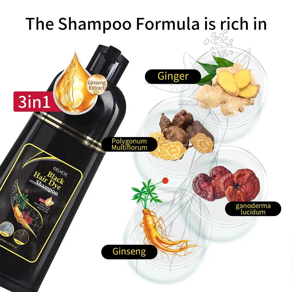Silcy Skin 100ml 3in1 herbal hair dye shampoo bottle black with ginseng, ginger extracts on Tampa Home & Garden Store