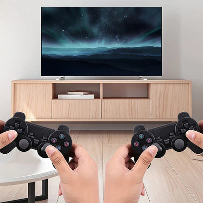 58000 Games Handheld Console – 256GB 4K TV Wireless Gamepad, black controllers in living room on Tampa Home & Garden Store