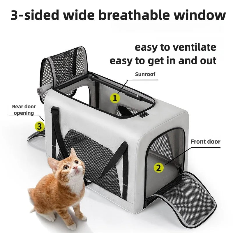 Pet Zen 2-in-1 small pet stroller backpack in grey with mesh windows foldable on Tampa Home & Garden Store