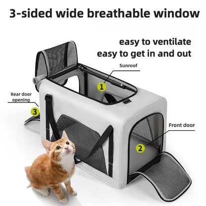 Pet Zen 2-in-1 small pet stroller backpack in grey with mesh windows foldable on Tampa Home & Garden Store