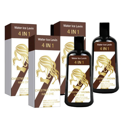 4-in-1 Chestnut Brown Hair Dye Shampoo kit by Silcy Skin with 3 boxes and 2 black bottles on Tampa Home & Garden Store
